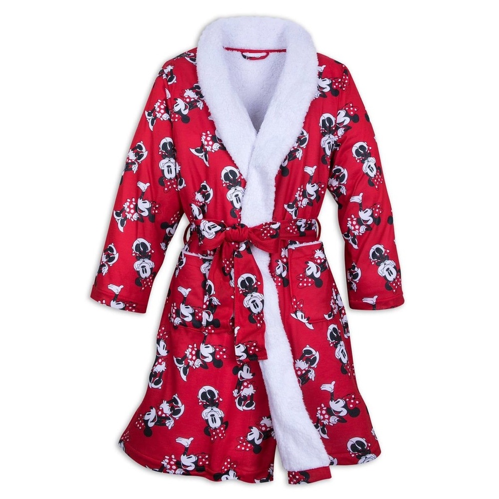 Disney soft open front Red/white Minnie Mouse Robe woman's small/Big Kids XL